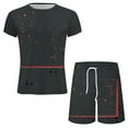 thumbnail image 4 of VBTAPA Mens 2 Pieces Summer Outfits Trendy 3D Printed Short Sleeve Crewneck T-shirt and Drawstring Shorts Set Big and Tall Casual Sport Suit Black XL, 4 of 6