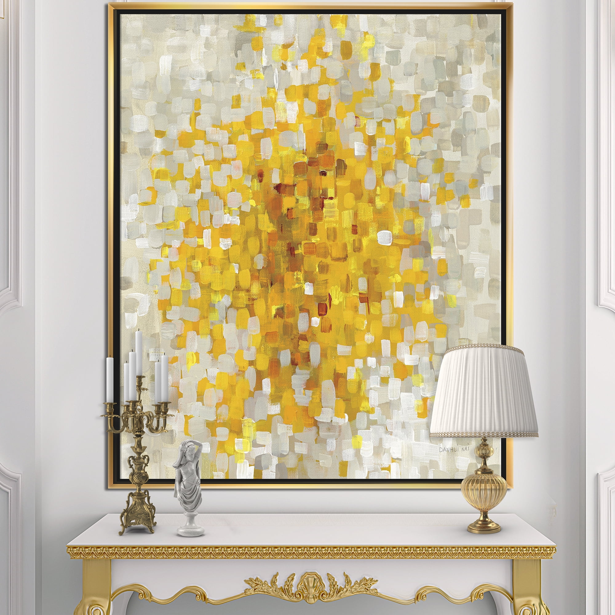 Designart ' Glam Yellow Explosion Blocks ' Modern & Transitional Framed Canvas