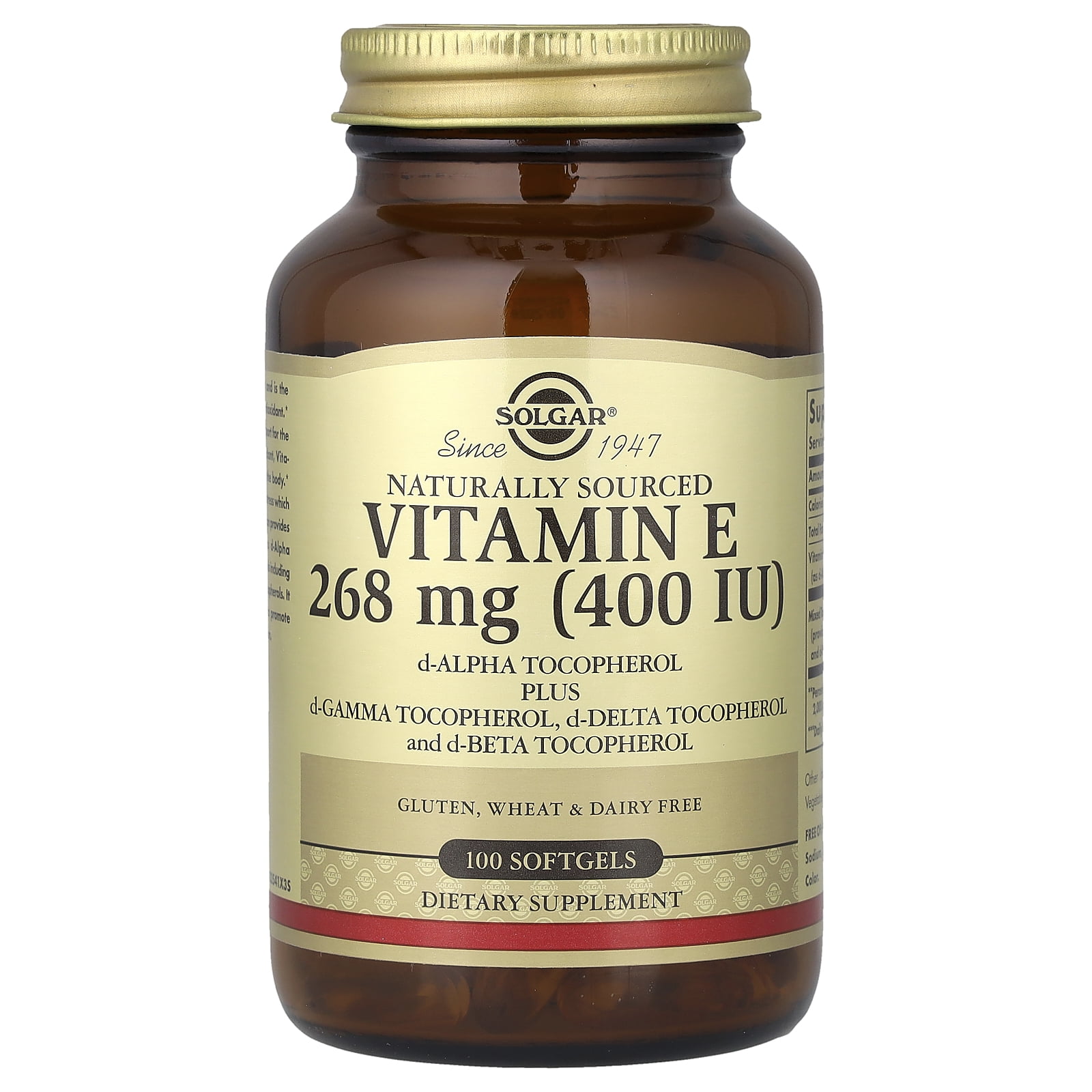 Solgar vitamin e 400 iu alpha softgels, 100 ct