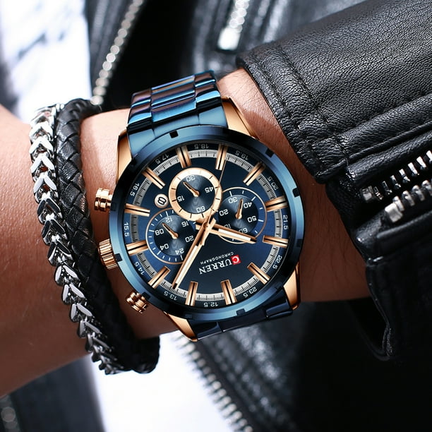 Curren watches blue dial deals