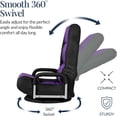 thumbnail image 6 of PRZL Swivel Gaming Chair 360 Degree Multipurpose Floor Chair Rocker for TV, Reading, Playing Video Games w/Lumbar Support, Armrest Handles, Adjustable Foldable Backrest - Black/Purple, 6 of 16