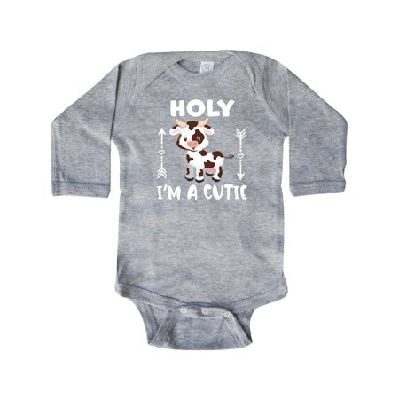 

Inktastic I m a Cutie White and Brown Holstein Cow with Arrows Gift Baby Boy or Baby Girl Long Sleeve Bodysuit