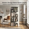 thumbnail image 2 of Manxile 4-Tier S-Shaped Bookshelf  Geometric Wooden Bookcase  for Living Room Home Office, Black, 2 of 6