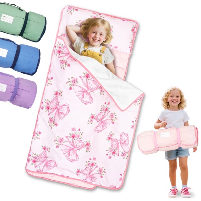 Primlect Tapete para Siesta de Niño Pequeño, 51" x 22", Saco de Dormir Ligero con Almohada Removible, para Durmientes Cálidos, Azul