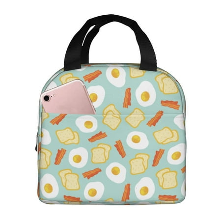 Insulated Lunch Bag for Women Men - Toast Poached Eggs Bacon Leakproof Cooler Lunch Box for Women Men  Lunch Tote Bags for Work School Picnic Travel