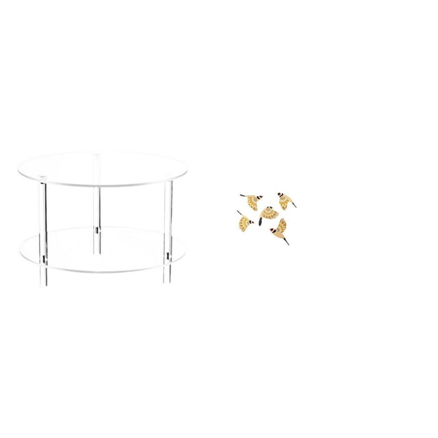 Mesa Auxiliar Acrílica Para Sala De Estar Y Dormitorio Con Adorno De Pared De Pájaro De Madera. Mueble Decorativo Coleccionable Y Versátil. Fácil De Armar.