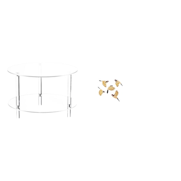 Mesa Auxiliar Acrílica Para Sala De Estar Y Dormitorio Con Adorno De Pared De Pájaro De Madera. Mueble Decorativo Coleccionable Y Versátil. Fácil De Armar.
