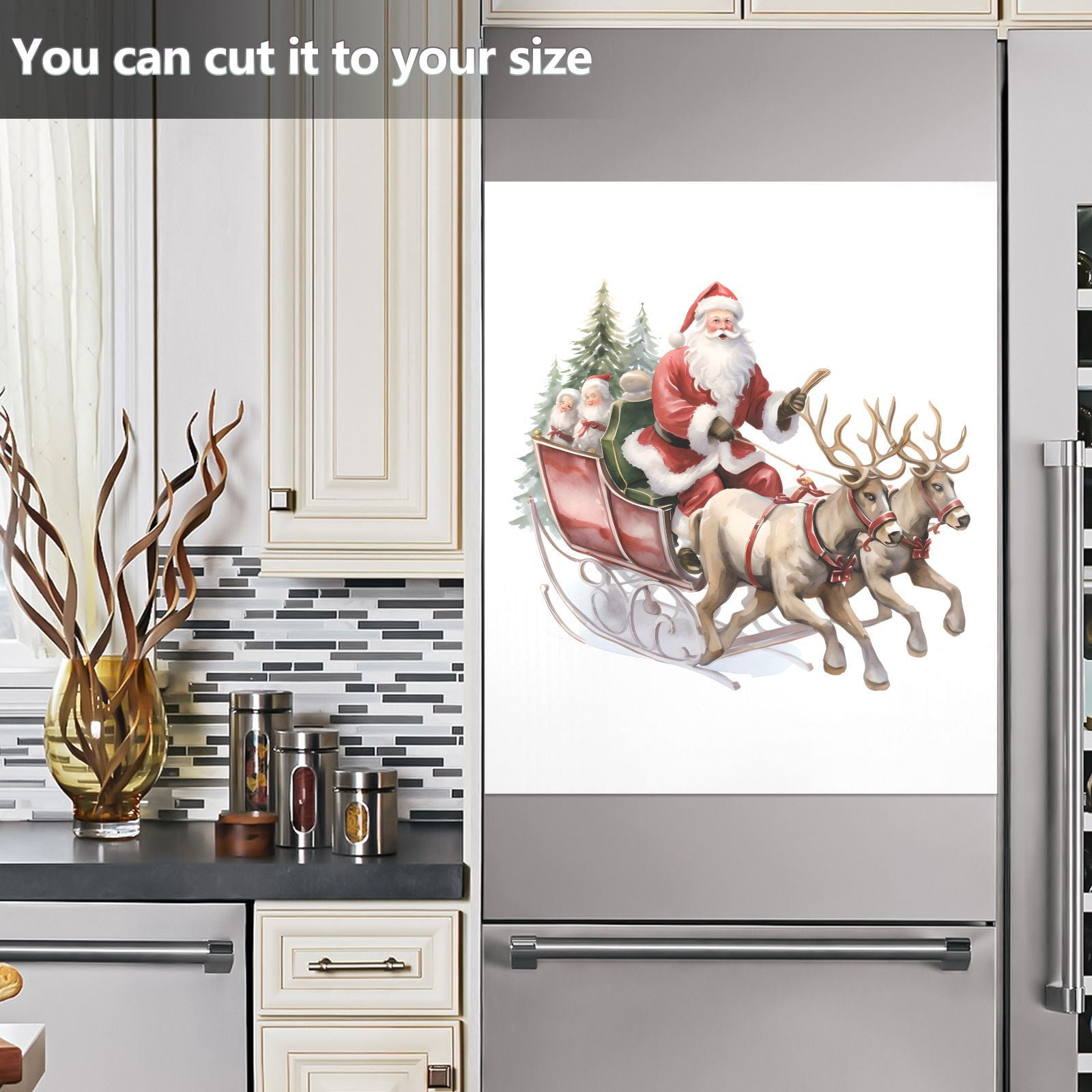 ALAZA Christmas Santa Claus Dishwasher Magnet Cover Xmas Reindeer Magnetic Sticker 23"x26"