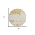 thumbnail image 3 of 8' Beige Gold And Tan Round Abstract Washable Indoor Outdoor Area Rug, 3 of 5