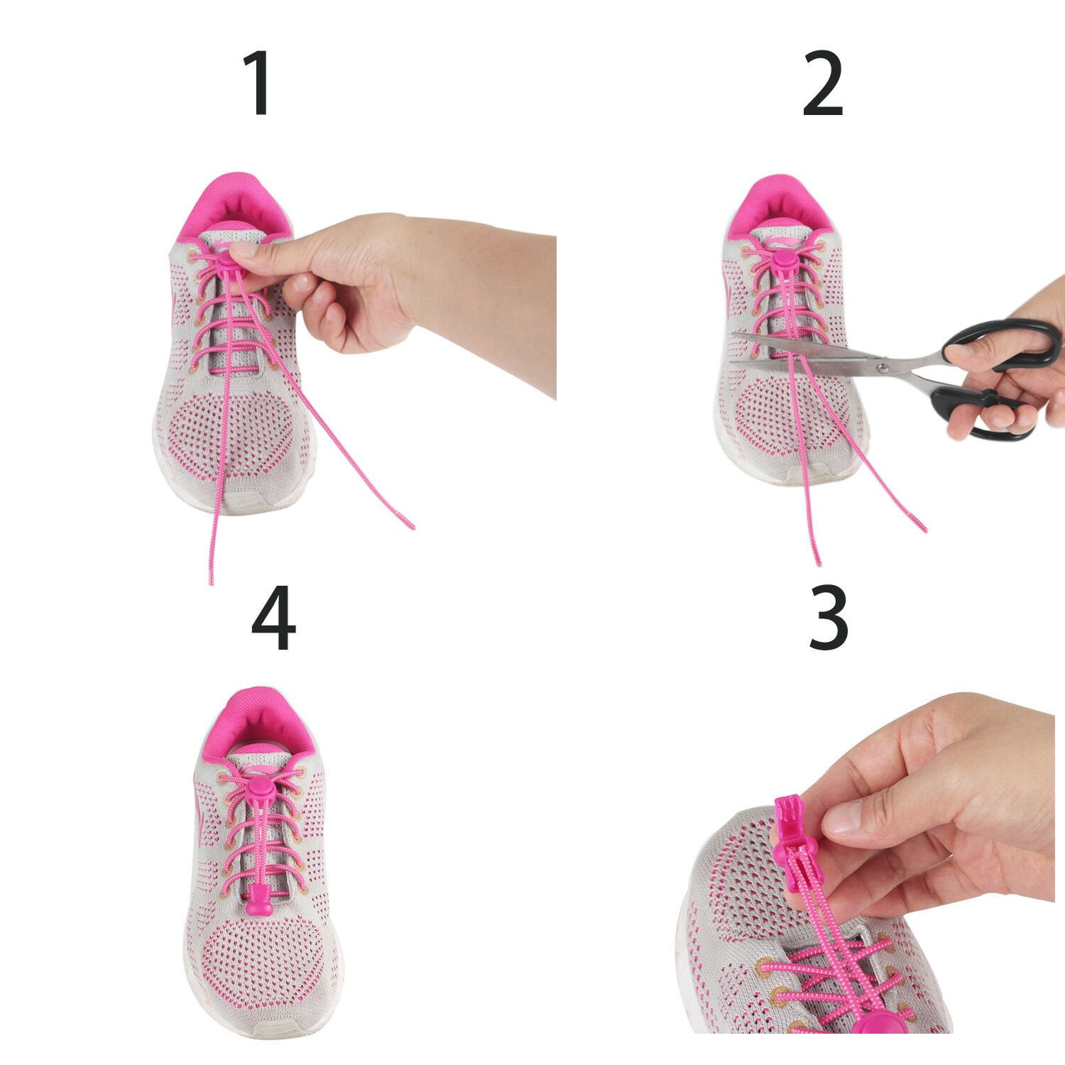 No Tie Shoelaces Elastic Lock Shoe Laces Running Jogging Canvas Sneakers  Trainer