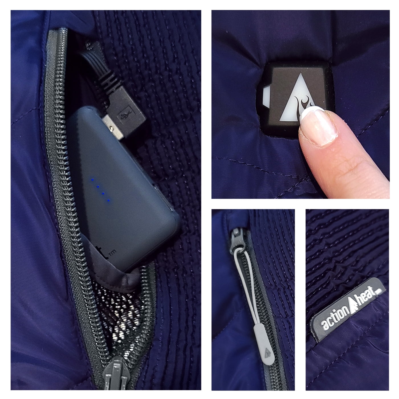 ActionHeat Women's 5V Battery Heated Long Puffer Jacket W/ Fur Hood - Indigo - XS