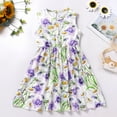 thumbnail image 3 of IWEMEK Toddler Girl Dresses Purple Short Coat Flower Print Party Dress Fashion Chic Fairy Dresses Comfy Clothes 4-5Y, 3 of 8