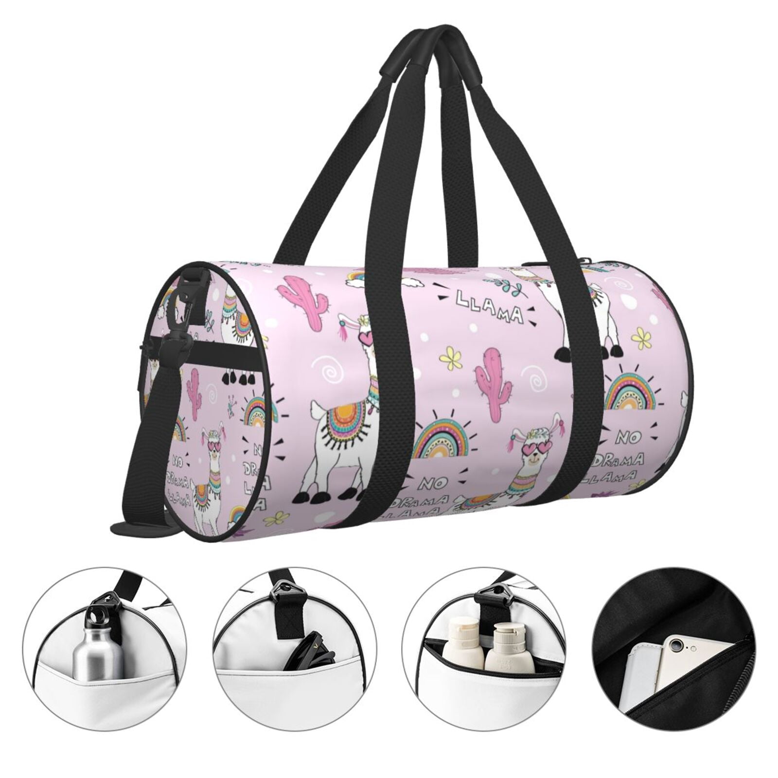 Vsdgher No Drama Llama 45L Foldable Duffel Bag, Sports Gym Bag,Overnight Bag, Portable Weekender Bag for Airplanes