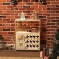 thumbnail image 3 of 3 Tier Wine & Coffee Bar Cabinet with LED Light – Adjustable Shelves, Mesh Door, Glass Holder, Drawer – Industrial Buffet Sideboard, Mini Liquor Cabinet for Home, Kitchen, Dining, Living, 3 of 7