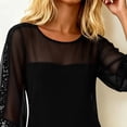 thumbnail image 5 of TaTaai Women Fashion Crew Neck Mesh Sequin Slim Fit Dress Long Sleeve Knee Length Formal Dress Ladies Evening Event Celebration Wear Lightweight Breathable Soft Stylish Dress Gift, 5 of 5