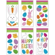 B-THERE Bundle of Happy Easter Window Gel Cling Decorations 5.5" x 12", Colored Eggs, Bunny Rabbit, Peeps
