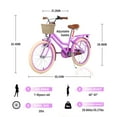 thumbnail image 5 of iRerts 20 Inch Girls Bike for 7-10 Years Old Kids, Kids Bike with Basket, Brown Leather Saddle, Coaster Brakes, Retro Style Girls Bicycle Kids Cycle Bikes, Kids Bicycle for Gifts, Pink Purple, 5 of 5