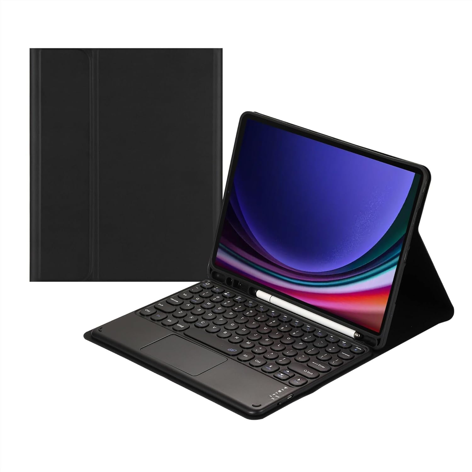 Touch Keyboard Case for Samsung Galaxy Tab S9 FE 10.9" (SM-X510/SM-X516B/SM-X518U)/ Samsung Galaxy Tab S9 11" 2023, with Pencil Holder - Magnetically Detachable Touch Bluetooth Keyboard