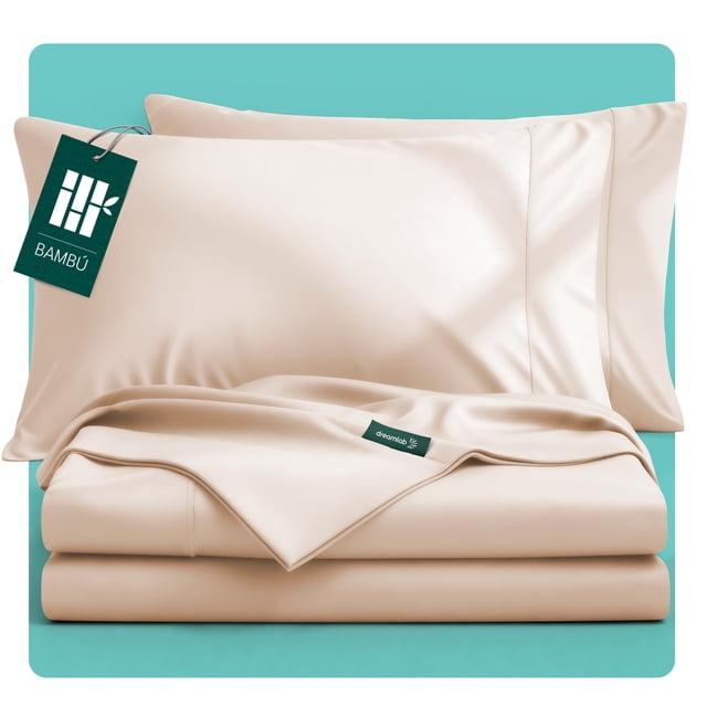 Juego de Sábanas de Bambú Dreamlab, Ropa de Cama Ultra Suave, Fresca, Hipoalergénica, Ecológica, Sábanas King Size de Bambú, Color Rosa Palo
