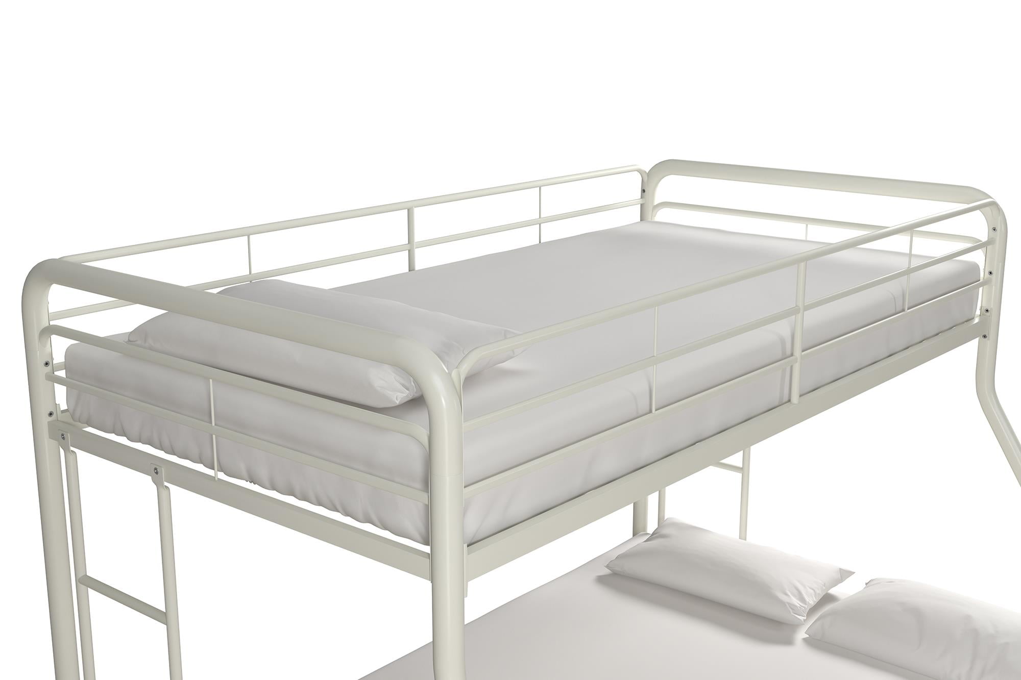 DHP Dusty Twin over Full Metal Bunk Bed with Secured Ladders, Off White