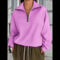 thumbnail image 3 of Sudaderas de Gran Tamaño para Mujer, Suéteres de Otoño, Sudaderas de Moda, Suéteres con Media Cremallera, Ropa de Larga. Rosa Brillante XXXL, 3 of 5