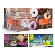 Day To Day Donut Blend 120 Count Single Serve Coffee Cups, Fits Keurig K Cup Brewers, Plus 12 Count French Roast and Jamaican Me Crazy Coffee Pods