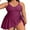 Dark Red, variant on Asoul Womens Plus Size Scalloped V Neck One Piece Swimsuits Side Tie Knot Swimdress Bathing Suits