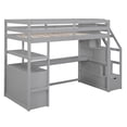 thumbnail image 6 of Bellemave Twin Loft Bed with Stairs and Desk, Solid Wood High Loft Bed Frame with Storage Drawers and Bookshelf for Teens Adults (Gray), 6 of 9