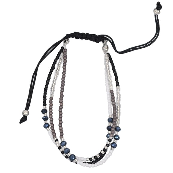 Women's Black Adjustable Anklet Bracelet, European American Style Wristband, 25x0.5cm Fashion Jewelry Accessory for Everyday Wear