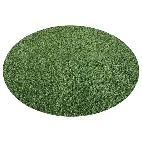 OULII Round Green Grass Mat Plastic Picnic Party Use Indoor 1Set