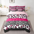 thumbnail image 2 of Manfei Animal Cheetah Zebra Print 7-Piece Twin Bedding Sets for Teens,Purple Lines Bedding Comforter Set,Black Pink Breathable Sheet Sets,Geometric Stripes Home Decor,Reversible, 2 of 8