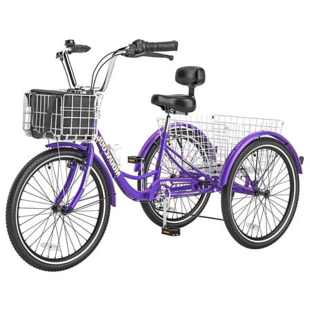 Lilypelle Adult Tricycles 7-Speed 26 Inch Three Wheel Bike Cruiser Trike with Large Front and Rear Basket for Men, Women