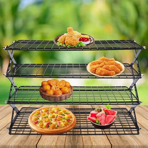 4-Tier Collapsible Cooling Rack Nonstick Coating Bakeware Bake Cookie Rack