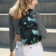 thumbnail image 6 of Honeii Black Panther Floral Illustration Print Canvas College Laptop Backpack, Durable Rucksack Travel Notebook Bag School Backpack Book Bag for Men Women-Small, 6 of 7