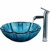 Vigo Mediterranean Seashell Glass Vessel Sink and Faucet Set, Chrome