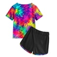 thumbnail image 4 of Zshosam Girls Clothes Summer Kid Toddler Girl Clothes Summer Short Sleeve Graphic Tee Shirt + Shorts Summer Outfits Set Size 6T 7T,(Dark Purple 6-7 Years), 4 of 5