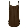 thumbnail image 4 of Yigetop Flowy Tank Tops for Women, Summer Tank Tops for Women 2025 Loose Fit Pleated Square Neck Sleeveless Shirt Curved Flowy Vest Basic Cotton Tee Sleeveless Tops for Women Brown L, 4 of 7