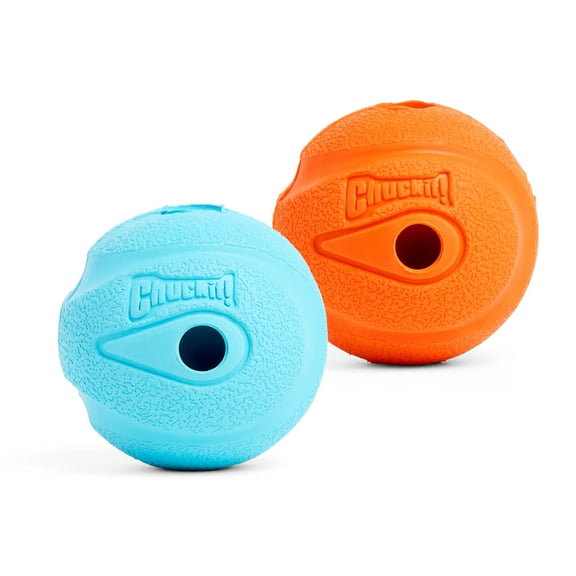 Chuckit! The Whistler Ball Rubber Fetch Dog Toy, Medium (2.5") for Dogs 20-60 lb, Assorted Colors, Pack of 2