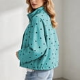 thumbnail image 6 of Maqroz Womens Polka Dot Jackets Long Sleeve Full Zip Up Stand Collar Coat Lightweight Fall Casual Daily Fashion Windbreaker Outerwear with Pockets, 6 of 7