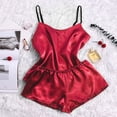 thumbnail image 3 of dazeni Satin Silk Pajama Set for Women Summer Comfy Pjs Sets Lightweight Camisole Top and Shorts Comfortable 2 Piece Sleepwear Loungewear, 3 of 4