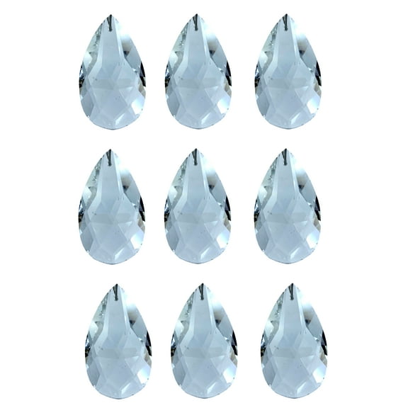 Set of 9 Crystals - Pear Drop Clear Crystal Glass Ornaments 2.5 x 1.5 inches