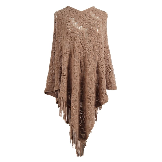 Chandail-Over Mi-Long en Crochet à Franges Irrégulières pour Femmes