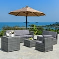 thumbnail image 3 of Gymax Set of 8 Gray Rattan Wicker Sofa & Table Outdoor Cushioned Sectional Patio Furniture, 3 of 10