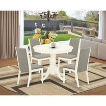 East West Furniture Dining Room Set Linen White, ANLA5-LWH-06