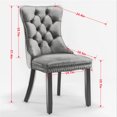 thumbnail image 4 of Set of 2 High Charcoal Black Dining Room Chairs in Textured PU Leather with Button Tufted and Nailhead Trim,Charcoal Black, 4 of 10