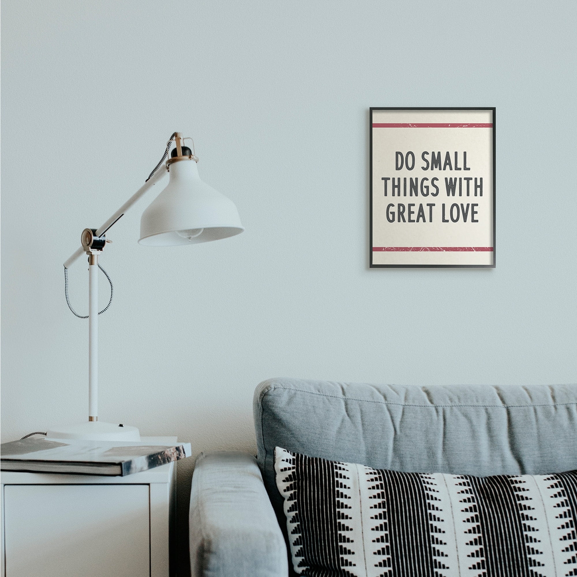 Stupell Industries Do Things with Great Love Red Bistro Stripe Black Framed by Daphne Polselli
