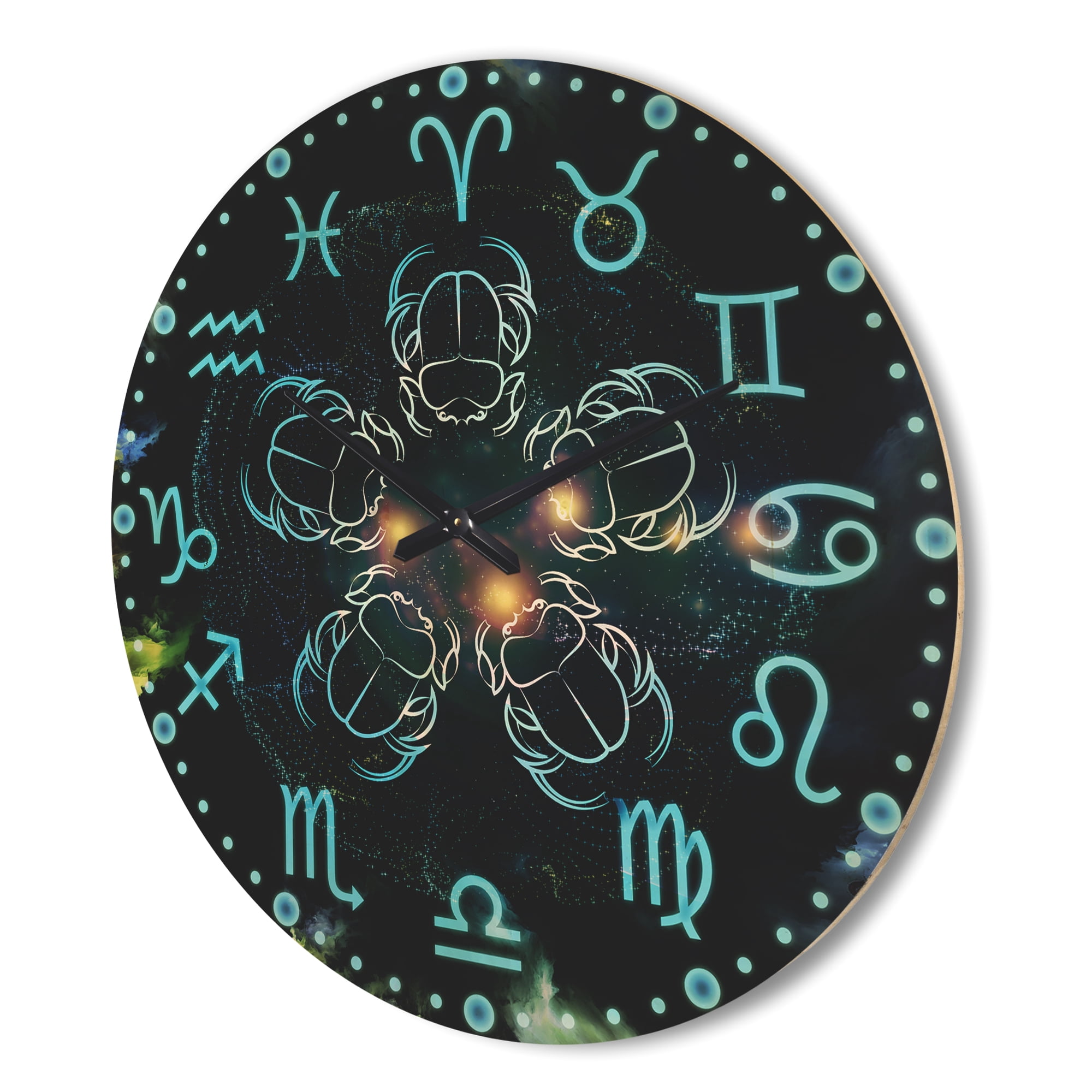Designart 'Scarabs With Astrology' Modern Wood Wall Clock