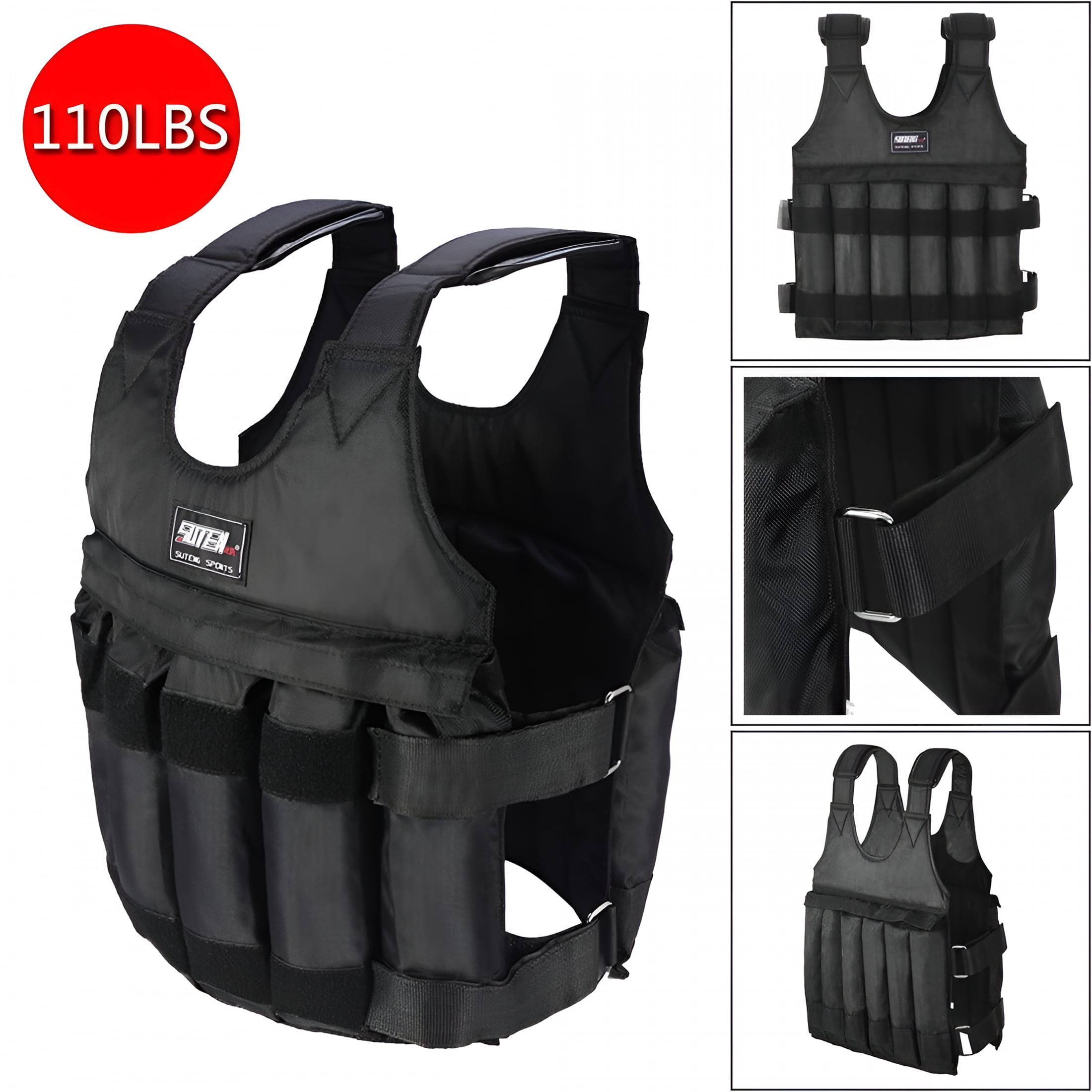 BESTSKY Workout Weighted Vest for Women Men Adjustable Weight 110LB Exercise Training Fitness Body Weight Vests for Running Training Workout Jogging Walking Black