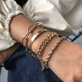 thumbnail image 3 of Weloille Exaggerated Thick Alloy Chain Fashion Gold And Bracelet Four-piece Set, 3 of 8