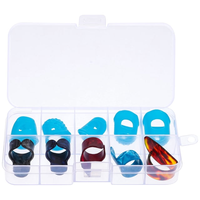 LOVEVER Guitar Silicone Finger Protector Plastic Pick Cover for Guitar Use Assorted Color 1 Box